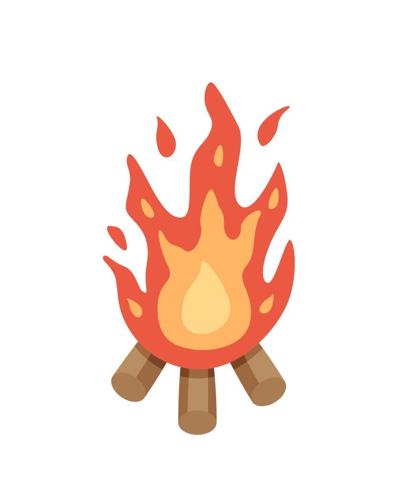 illustration de doodle de vecteur de feu de joie, l'icône de feu de joie est un feu sur le bois de chauffage.