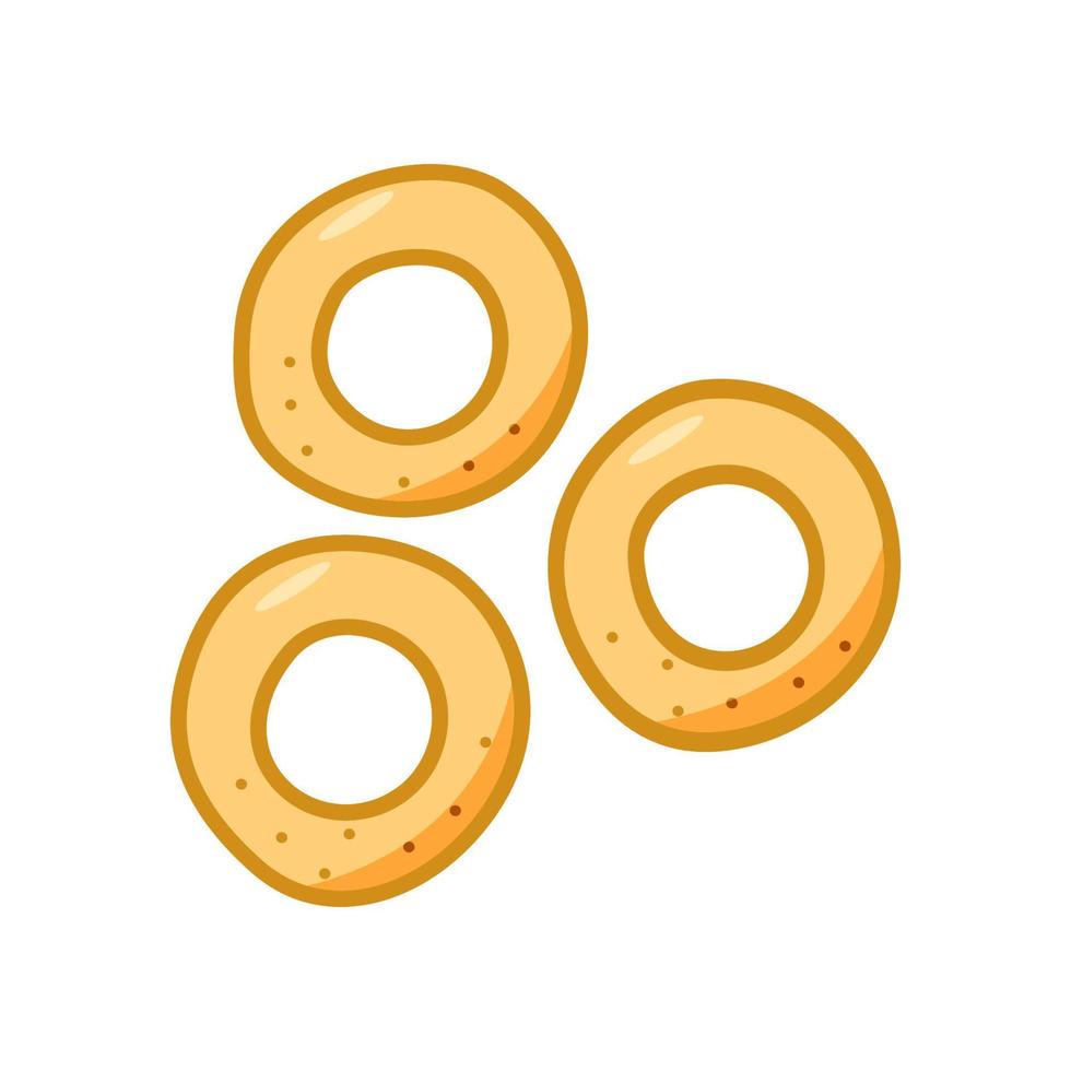 bagels aux coquelicots. illustration vectorielle doodle de bublik sec, biscuits russes traditionnels. vecteur