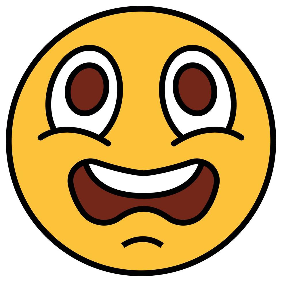 icône de contour de couleur remplie pour le visage emoji. vecteur
