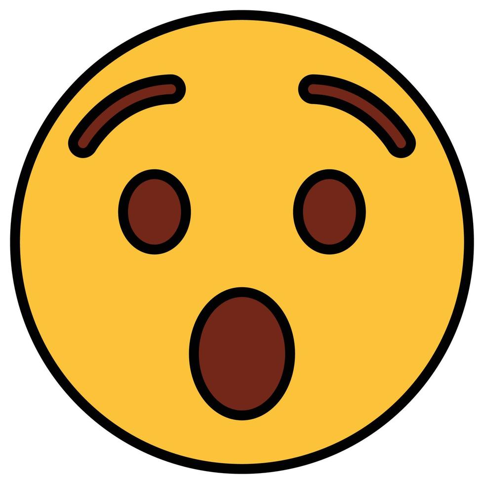 icône de contour de couleur remplie pour le visage emoji. vecteur