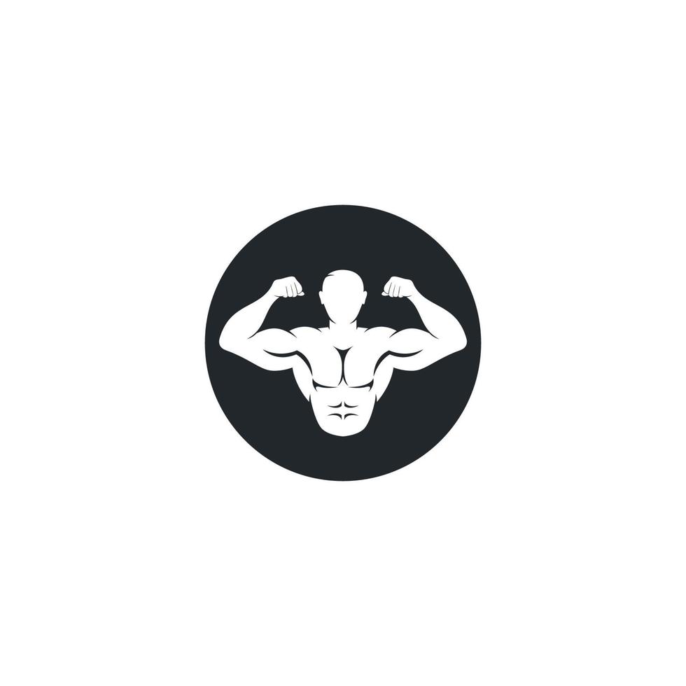 logo d'icône vetor homme fort pour illustration de concept de centre de fitness ou de bodybuilder vecteur