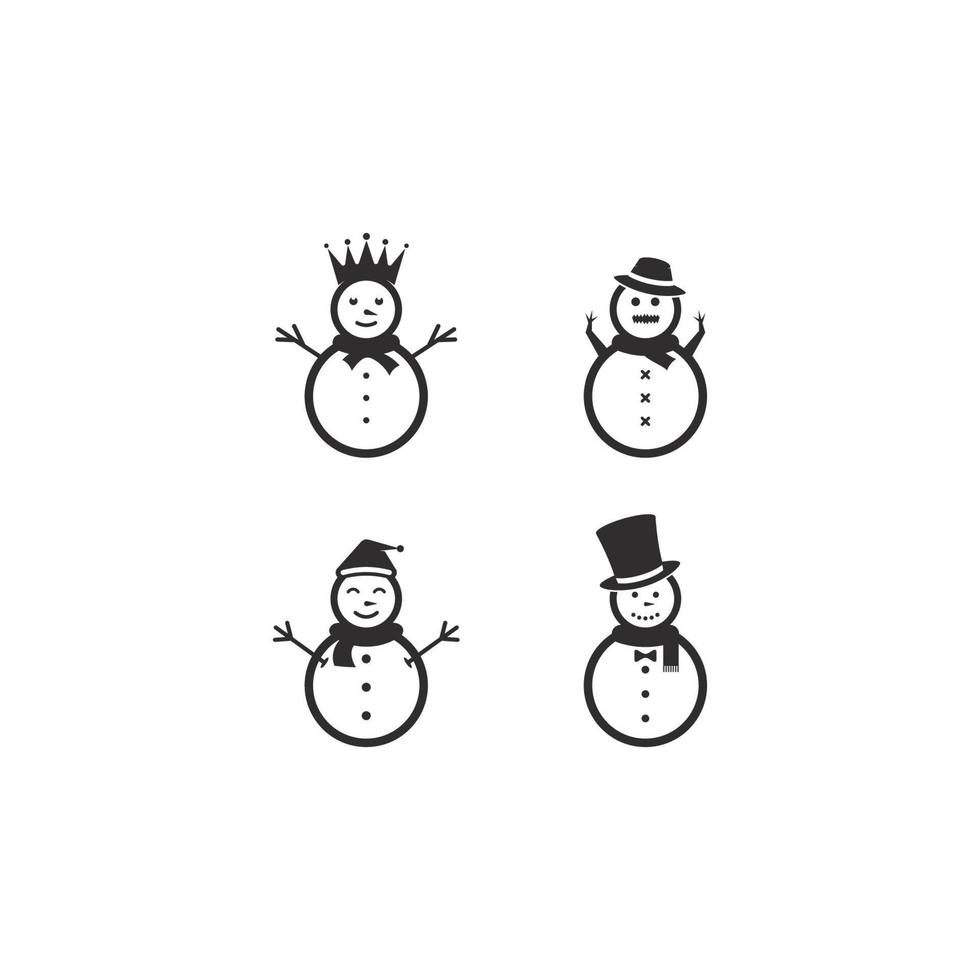 modèle d'icône de vecteur de logo de bonhomme de neige