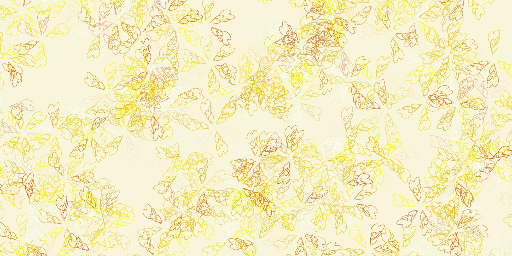 motif abstrait de vecteur jaune clair avec des feuilles.