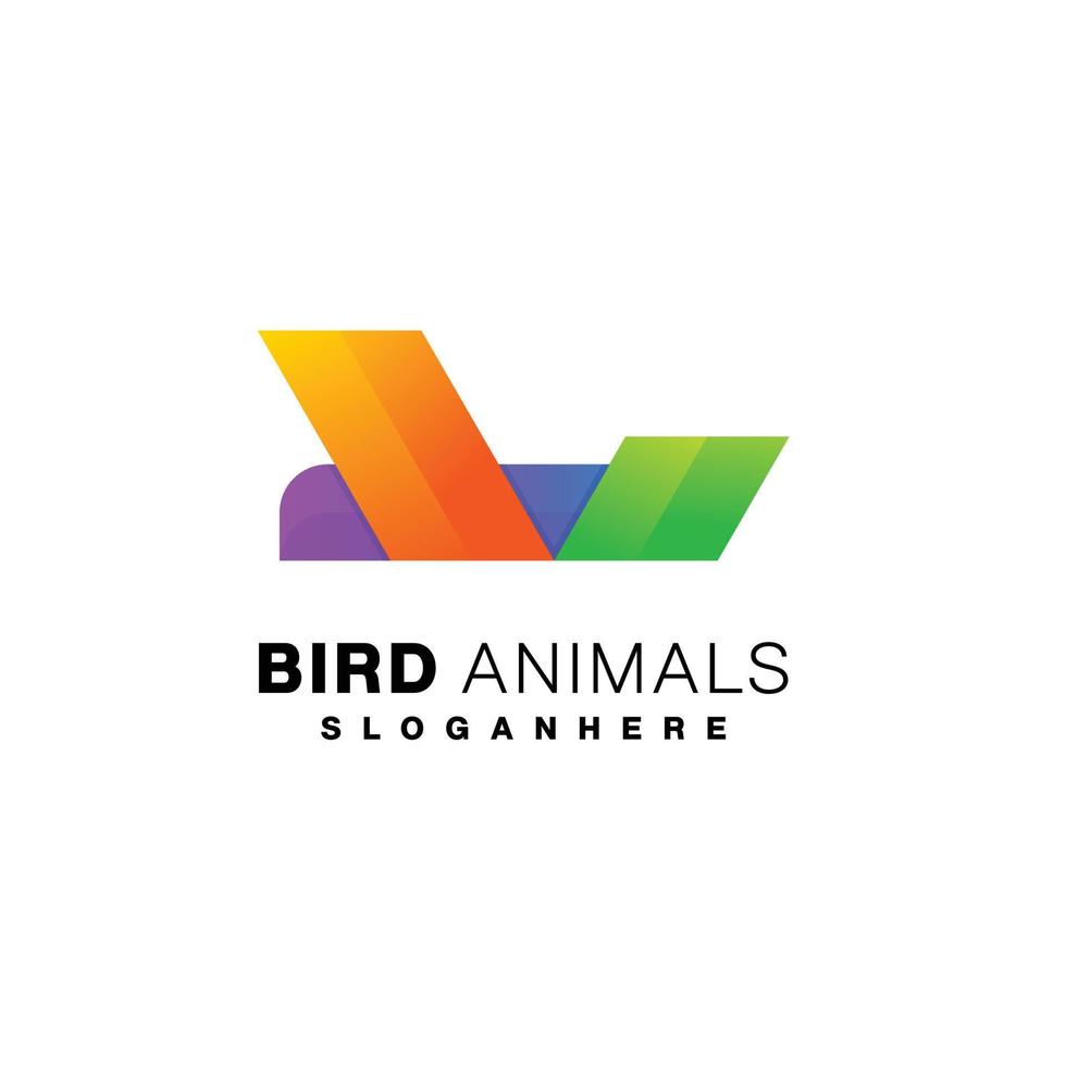 oiseau animal logo abstrait conception gradient couleur vecteur