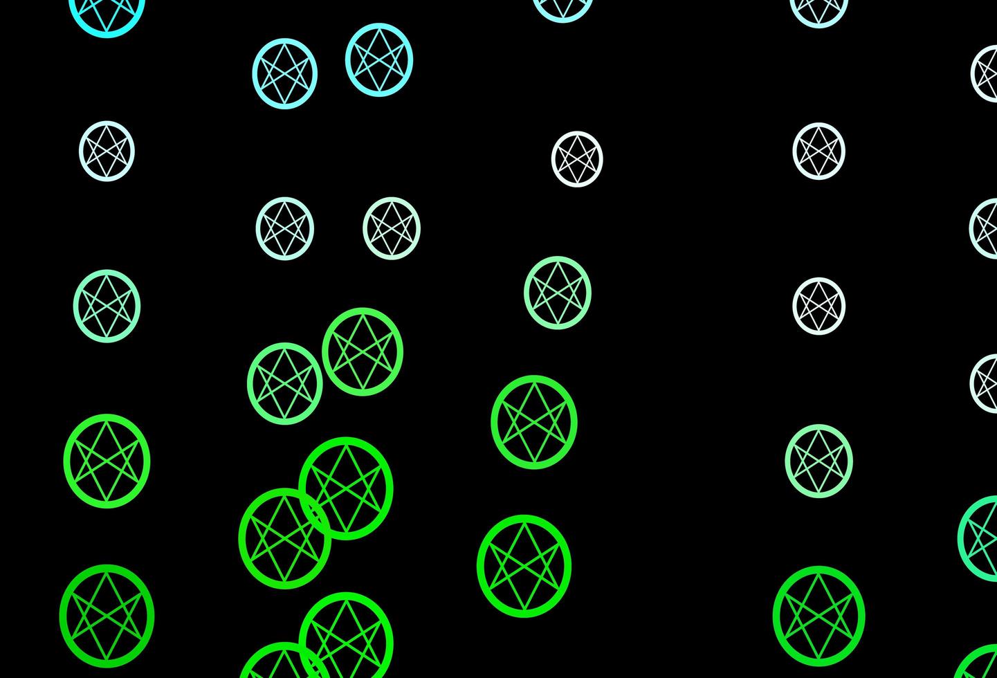 toile de fond de vecteur bleu foncé, vert avec des symboles mystérieux.