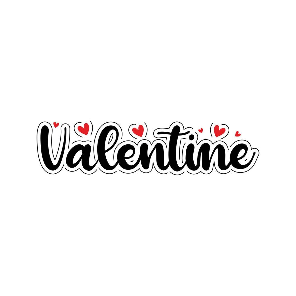 design noir et blanc de la Saint-Valentin avec amour rouge. vecteur