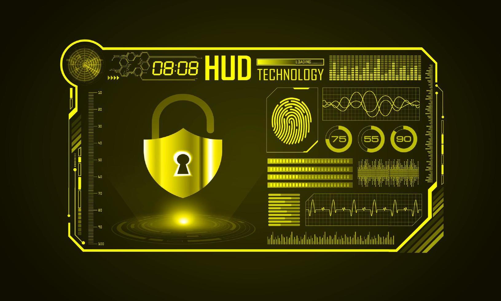 fond décran de technologie hud moderne avec cadenas vecteur