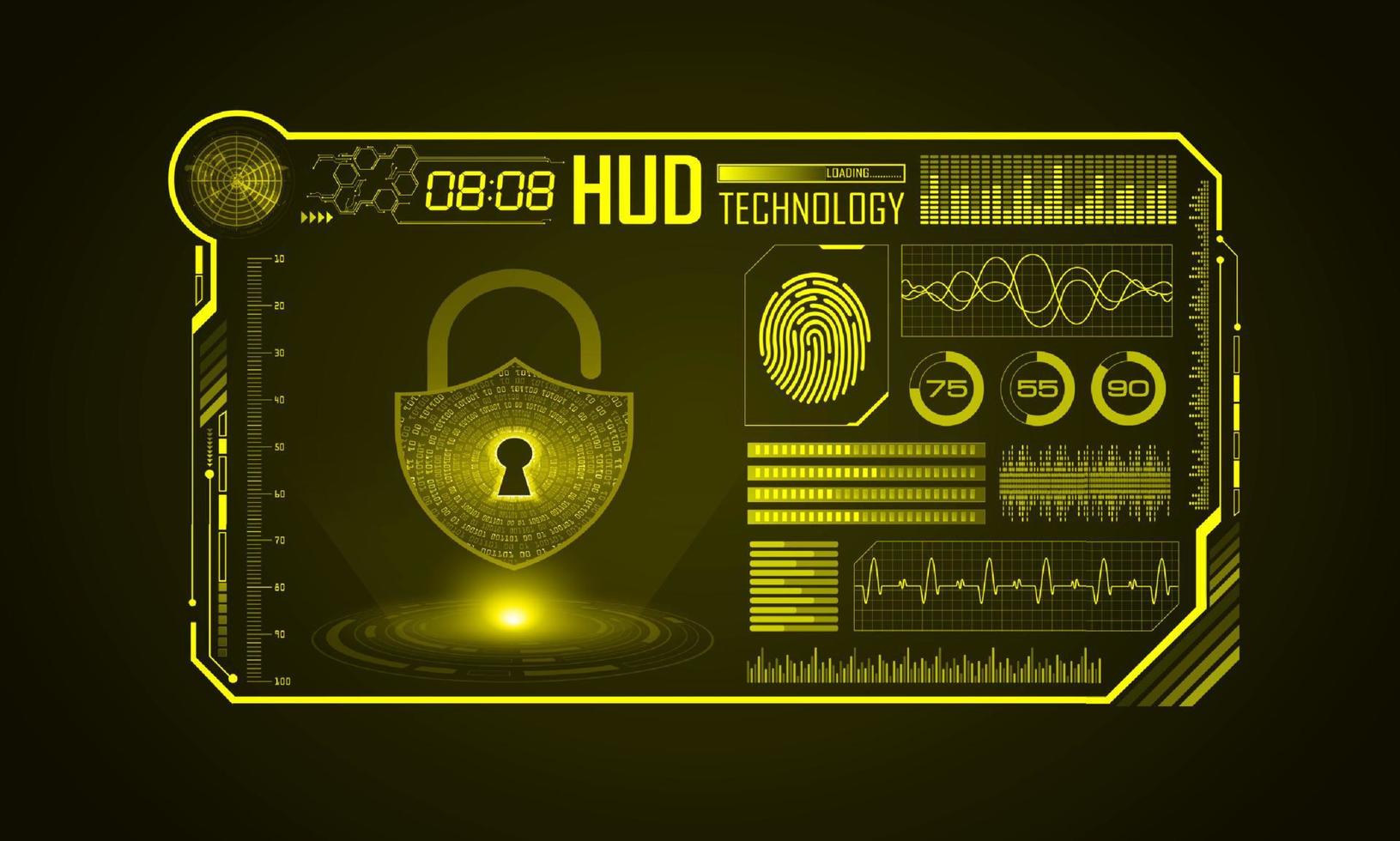 fond décran de technologie hud moderne avec cadenas vecteur