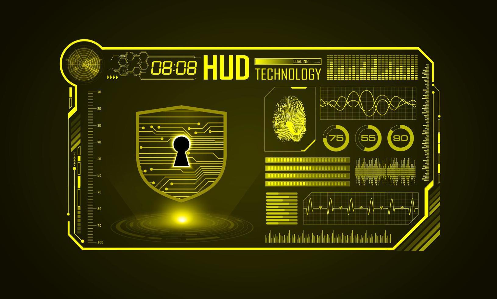 fond décran de technologie hud moderne avec cadenas vecteur