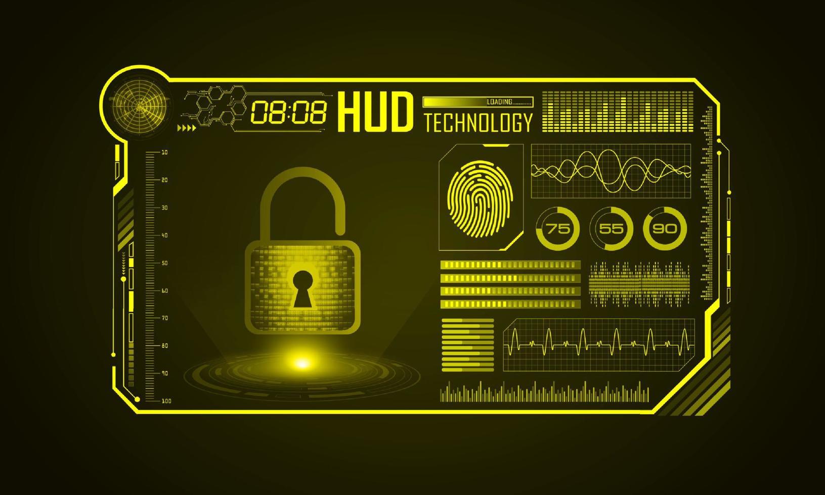 fond décran de technologie hud moderne avec cadenas vecteur