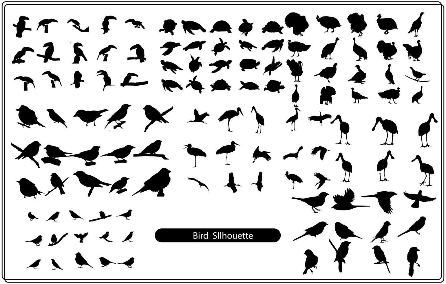 ensemble de silhouettes isolées noires de corbeaux. collection de différentes positions d'oiseaux. vecteur