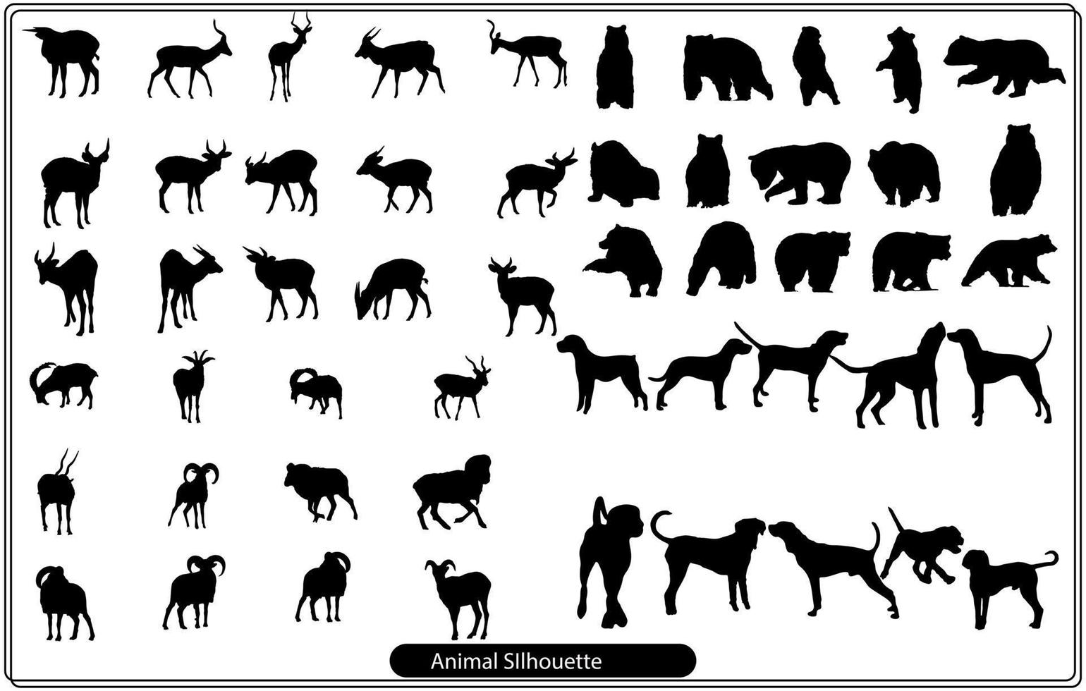 collection de silhouettes d'animaux sur fond blanc vecteur