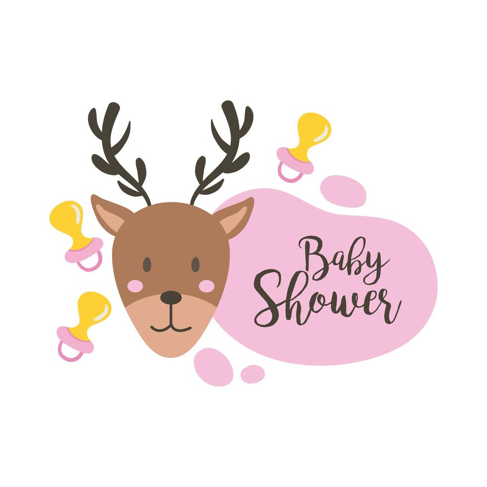 lettrage de douche de bébé avec style de dessin à la main de renne vecteur