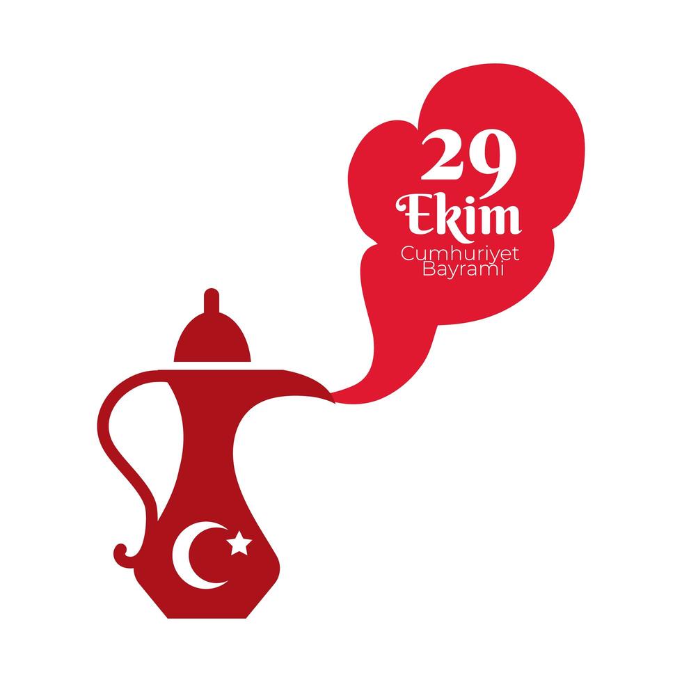 jour de la république de Turquie avec 29 numéros dans un style plat de lampe magique vecteur