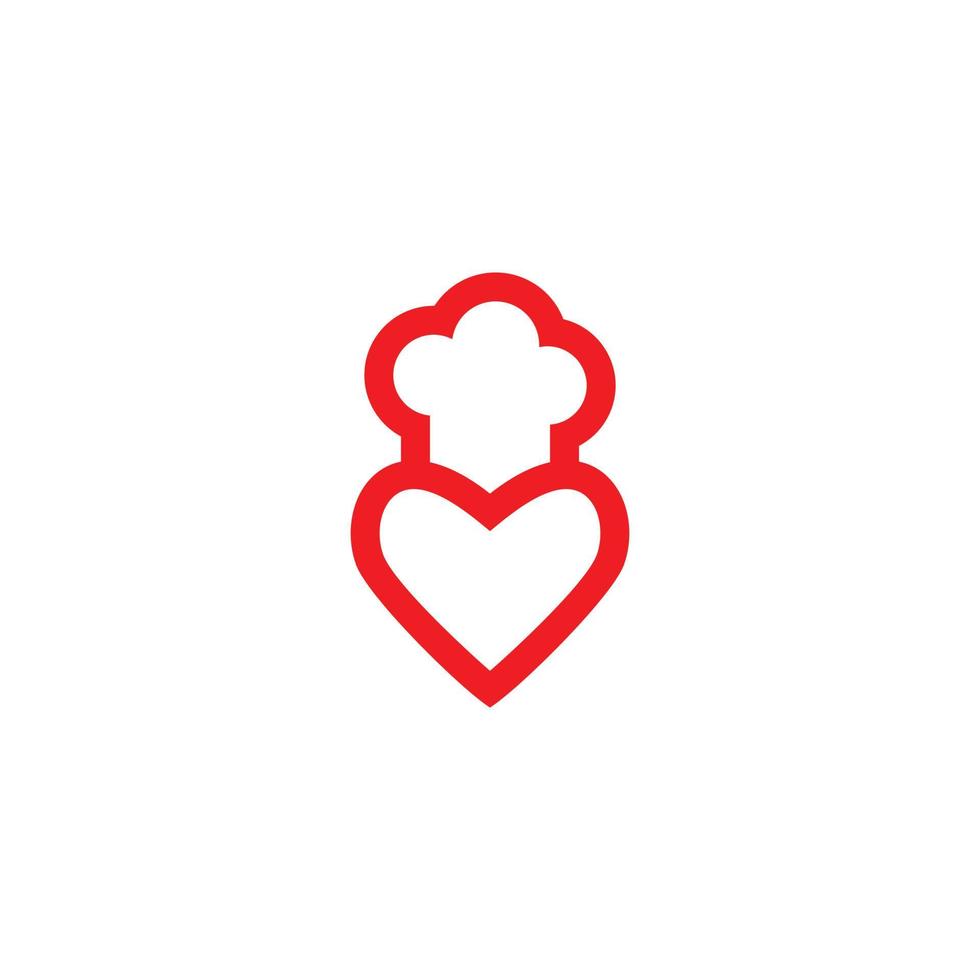 création de logo icône plate amour cuisine vecteur