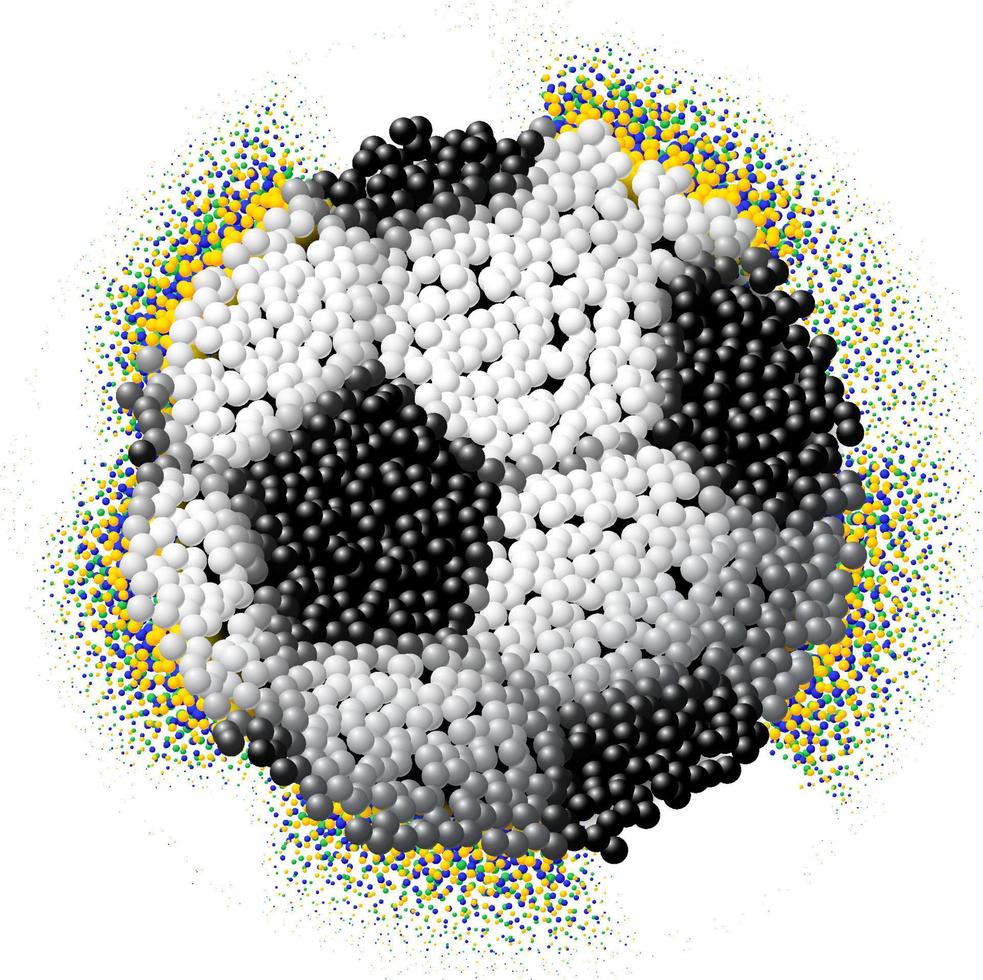 ballon de football classique fait de particules 3d dispersées pour le brésil vecteur