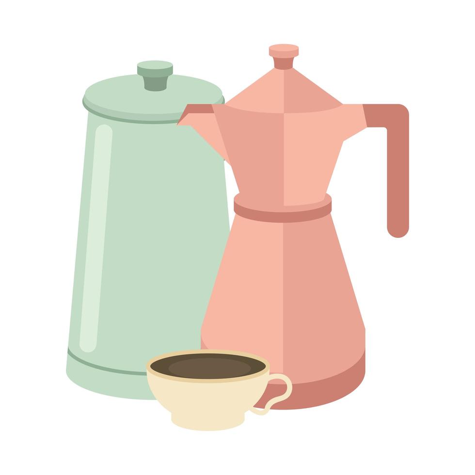conception de vecteur tasse et pots de café
