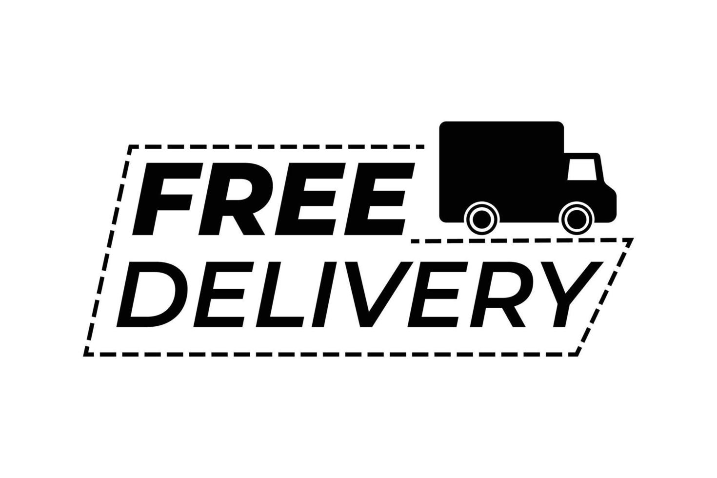 logo de texte de livraison gratuite avec dessin de voiture vecteur