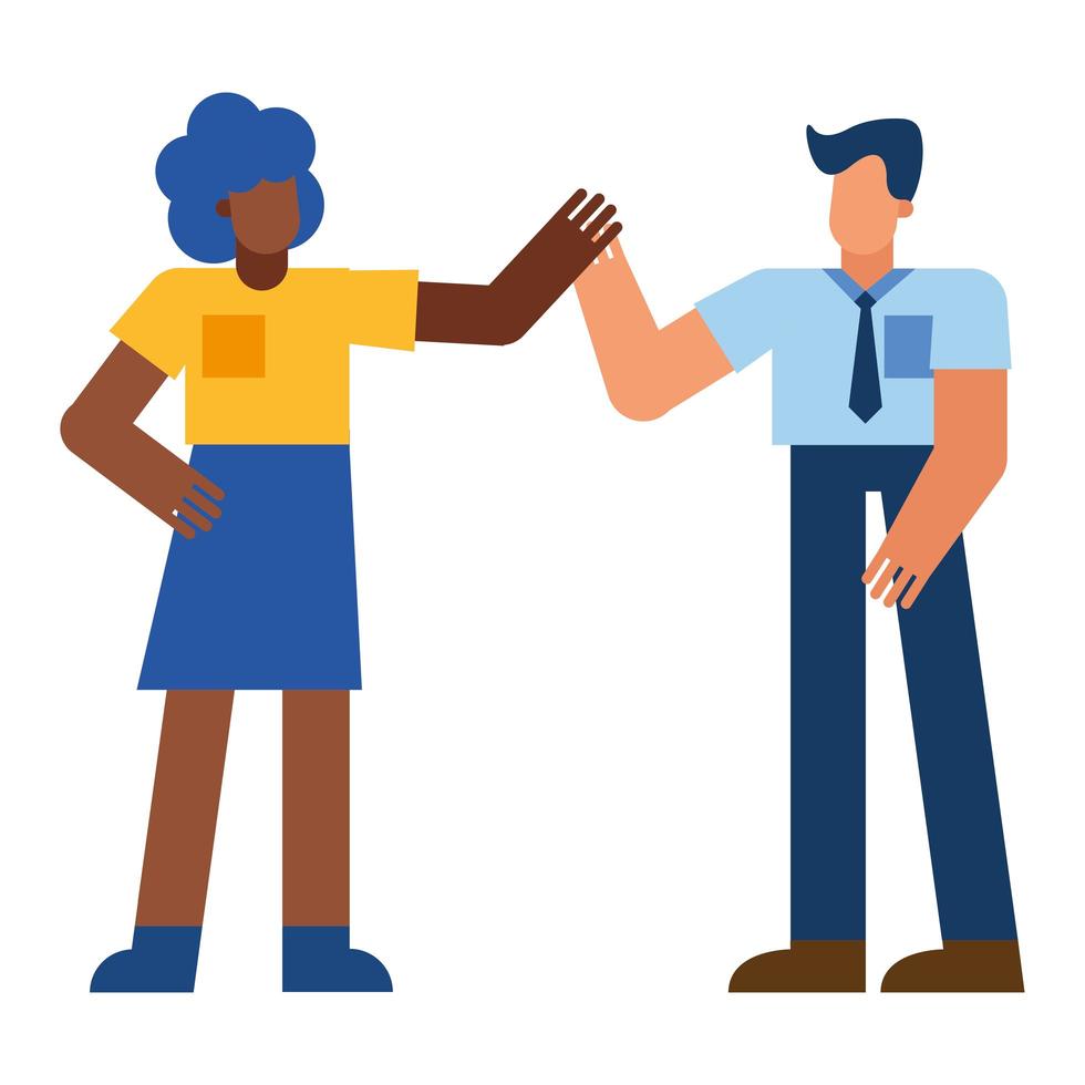 femme noire et homme main dans la main vector design