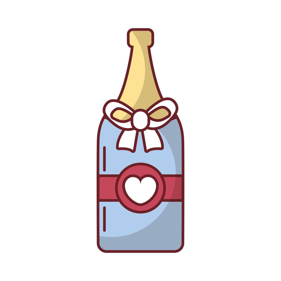 bonne bouteille de vin saint valentin avec coeur vecteur