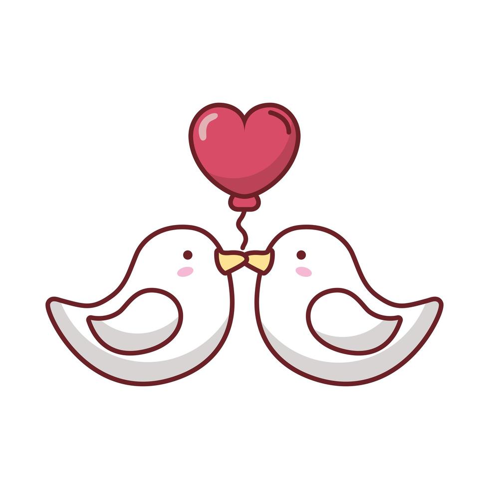joyeux saint valentin oiseaux avec coeur vecteur