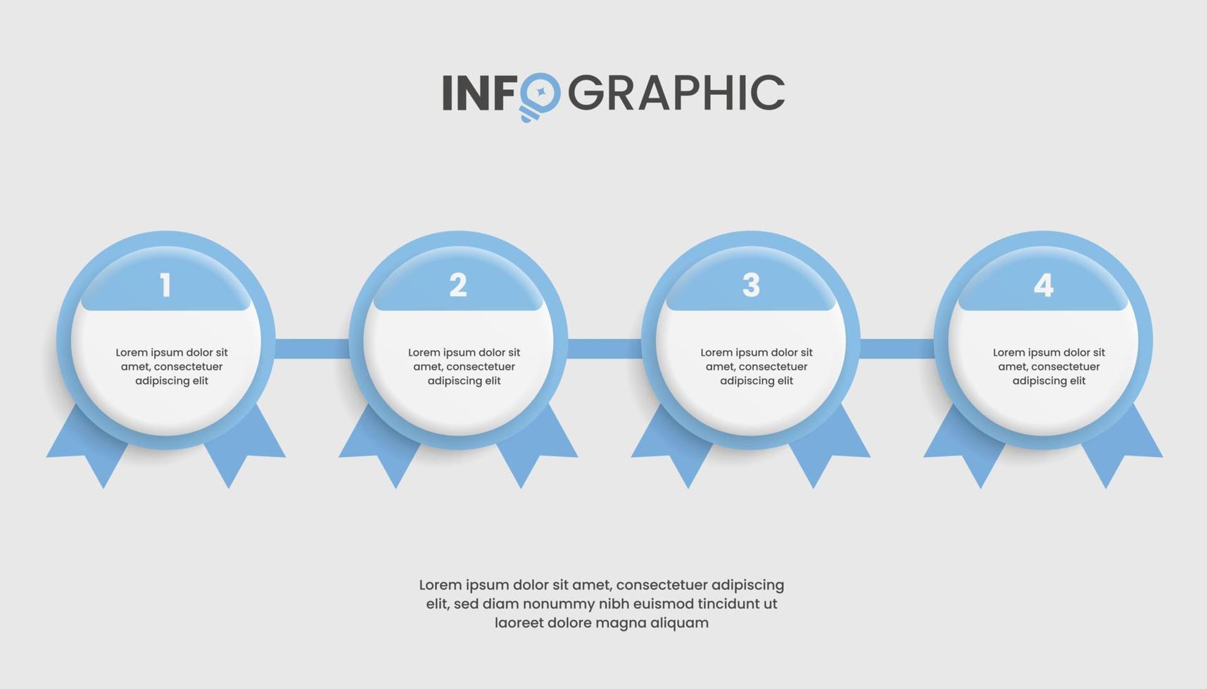 modèle d'infographie d'étiquette de cercle avec 4 options pour les présentations d'entreprise ou les étapes ou les pièces vecteur