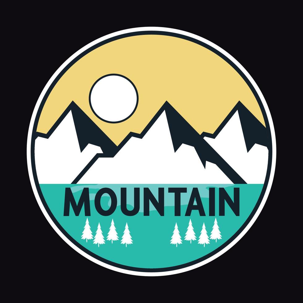 montagne aventure en plein air étiquette vector illustration rétro vintage badge autocollant et t-shirt design