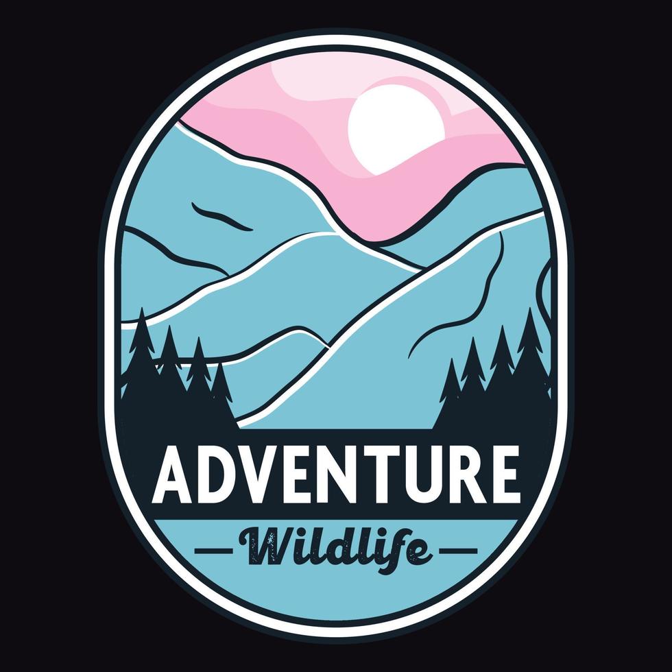 montagne aventure en plein air étiquette vector illustration rétro vintage badge autocollant et t-shirt design