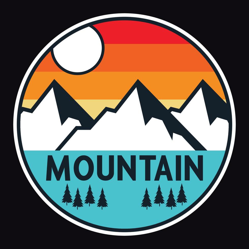 montagne aventure en plein air étiquette vector illustration rétro vintage badge autocollant et t-shirt design