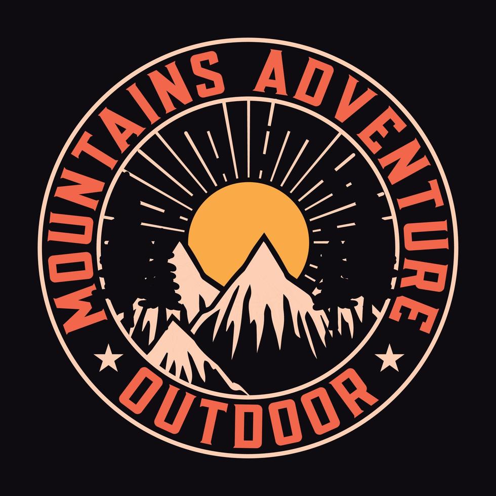 montagne aventure en plein air étiquette vector illustration rétro vintage badge autocollant et t-shirt design