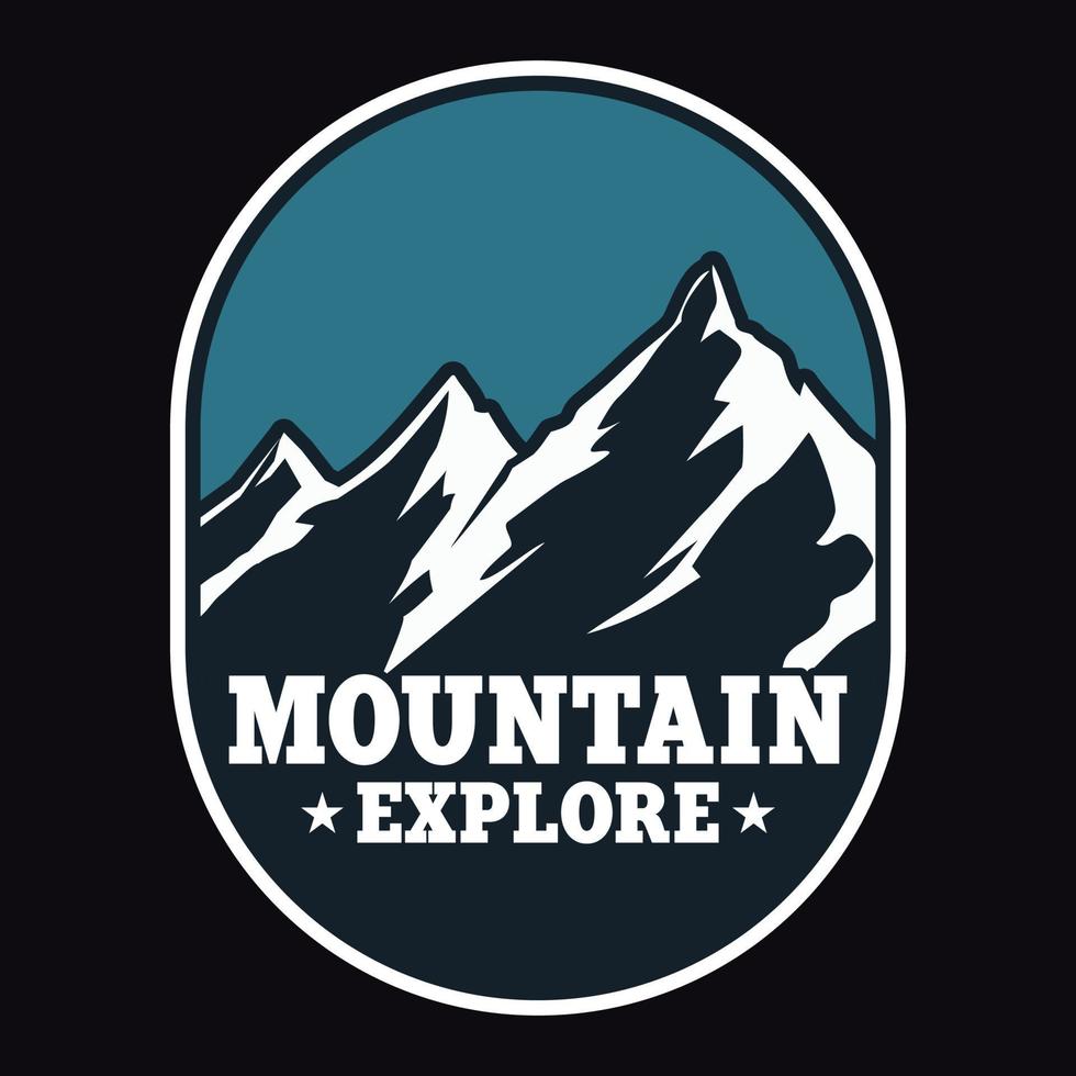 montagne aventure en plein air étiquette vector illustration rétro vintage badge autocollant et t-shirt design