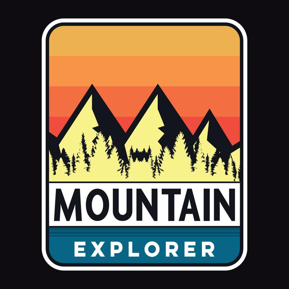 montagne aventure en plein air étiquette vector illustration rétro vintage badge autocollant et t-shirt design