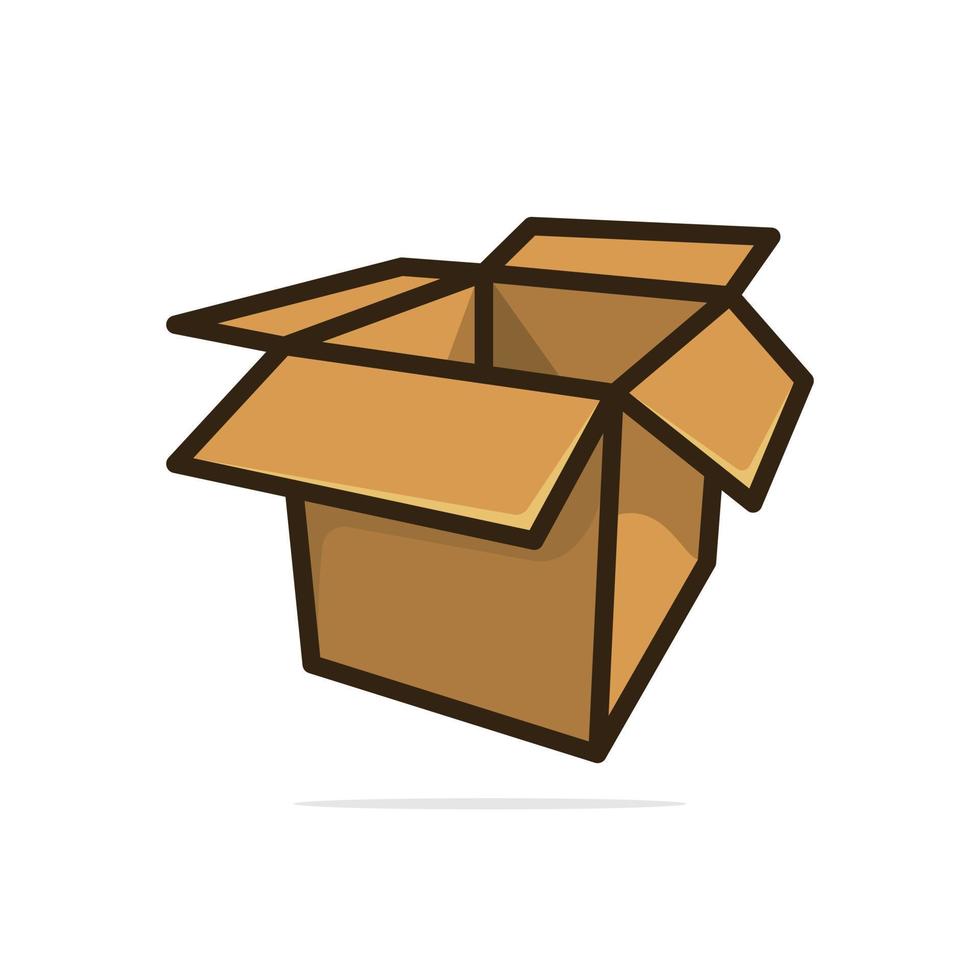 illustration vectorielle de boîtes en carton vue de côté. concept d'icône d'objet d'affaires et de fret. conception de vecteur de boîtes ouvertes de fret de livraison avec ombre. conception d'icône de boîte ouverte et en carton vide.