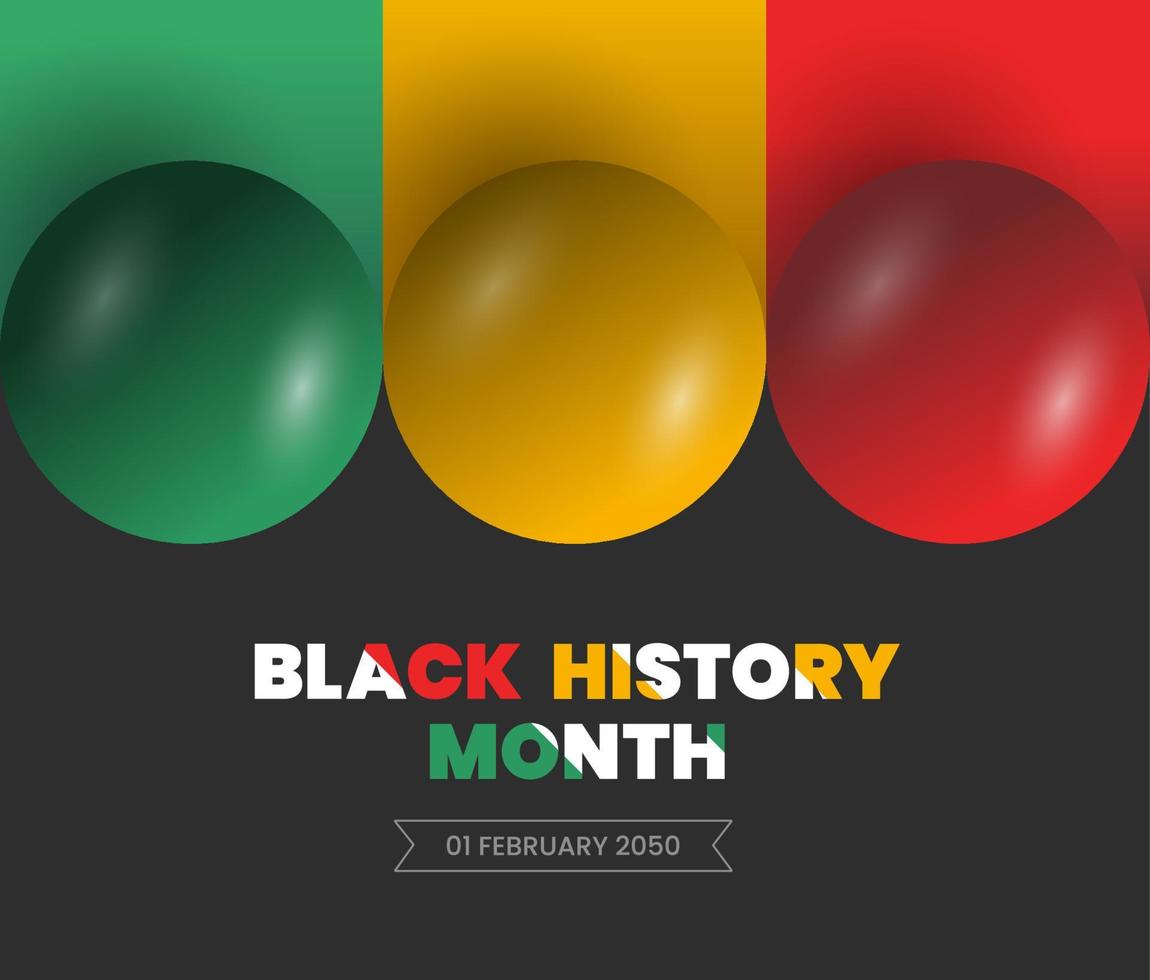 sphères 3d isolées fond du mois de l'histoire des noirs 2023. fond du mois de l'histoire des noirs. histoire afro-américaine ou mois de l'histoire des noirs. célébrée chaque année en février aux états-unis, au canada. vecteur