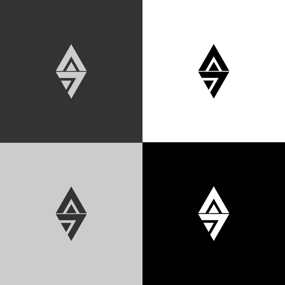 modèle de logo monogramme triangle aa vecteur