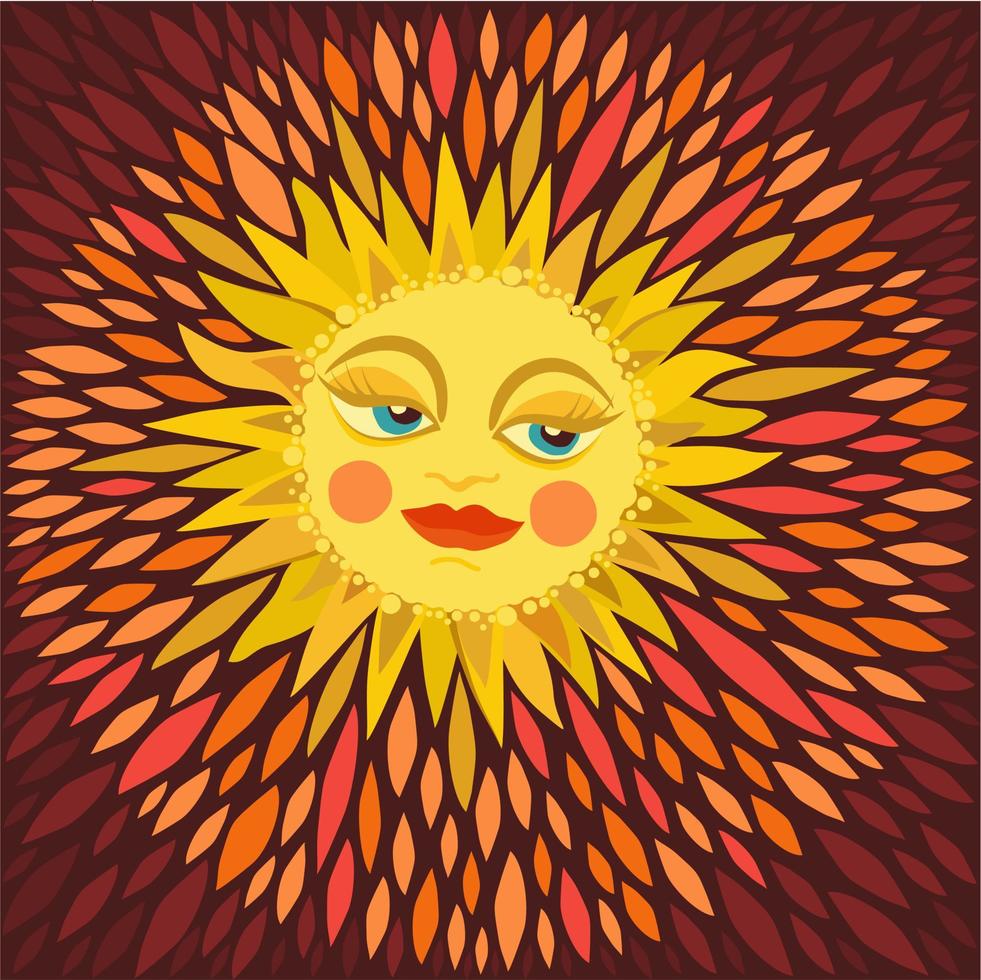 soleil. illustration vectorielle mignon lumineux sur fond marron foncé. vecteur
