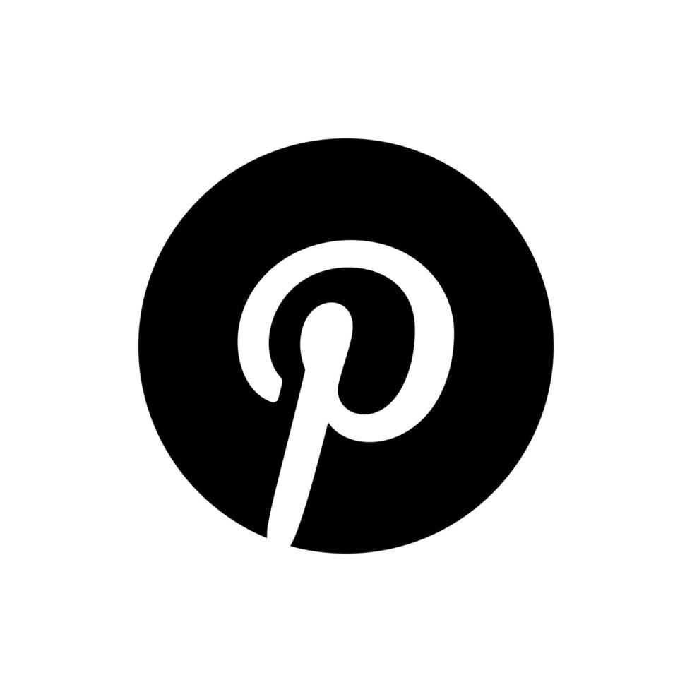 vecteur de logo pinterest noir, symbole pinterest, vecteur gratuit d'icône pinterest