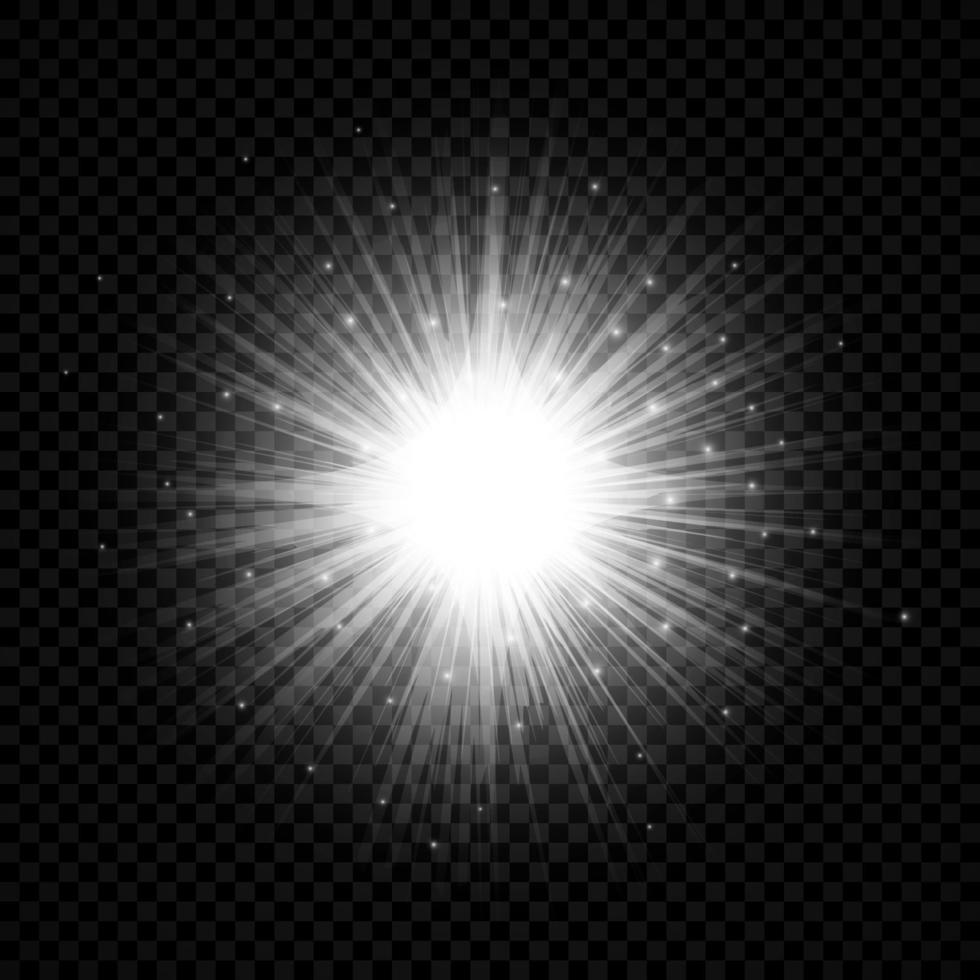 effet de lumière des fusées éclairantes. effets de starburst de lumières rougeoyantes blanches avec des étincelles. illustration vectorielle vecteur