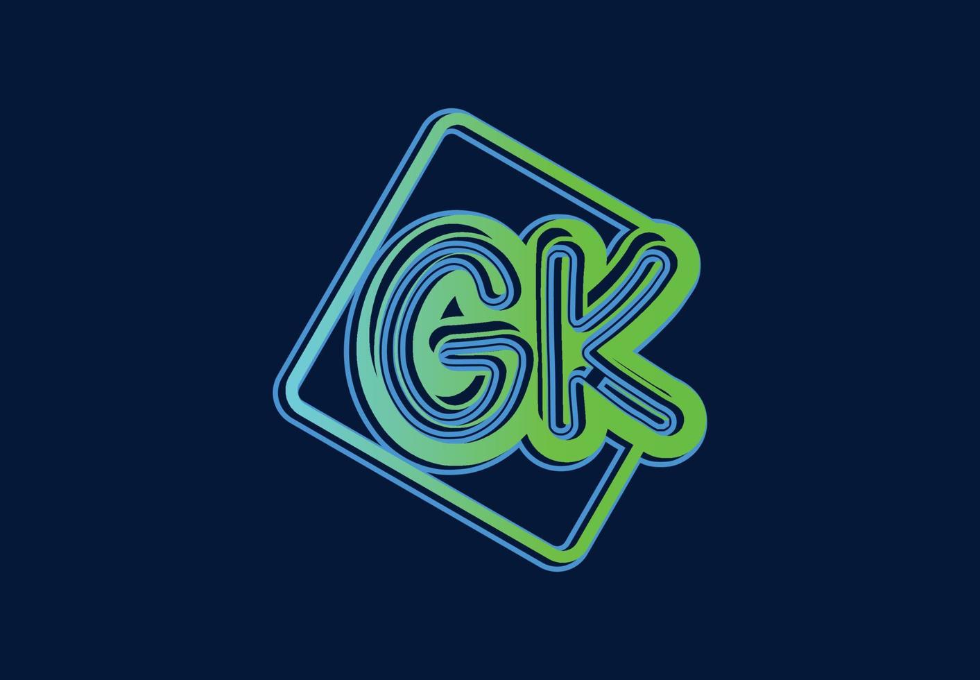 modèle de conception de logo et d'icône de lettre gk vecteur