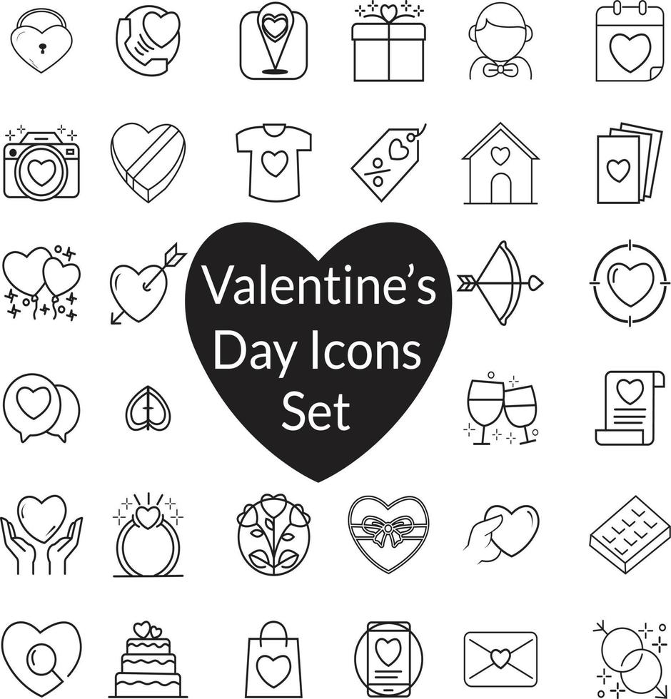 32 icônes vectorielles définies pour la Saint-Valentin vecteur