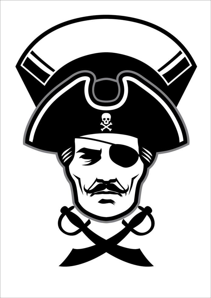 mascotte tête de capitaine pirate vecteur