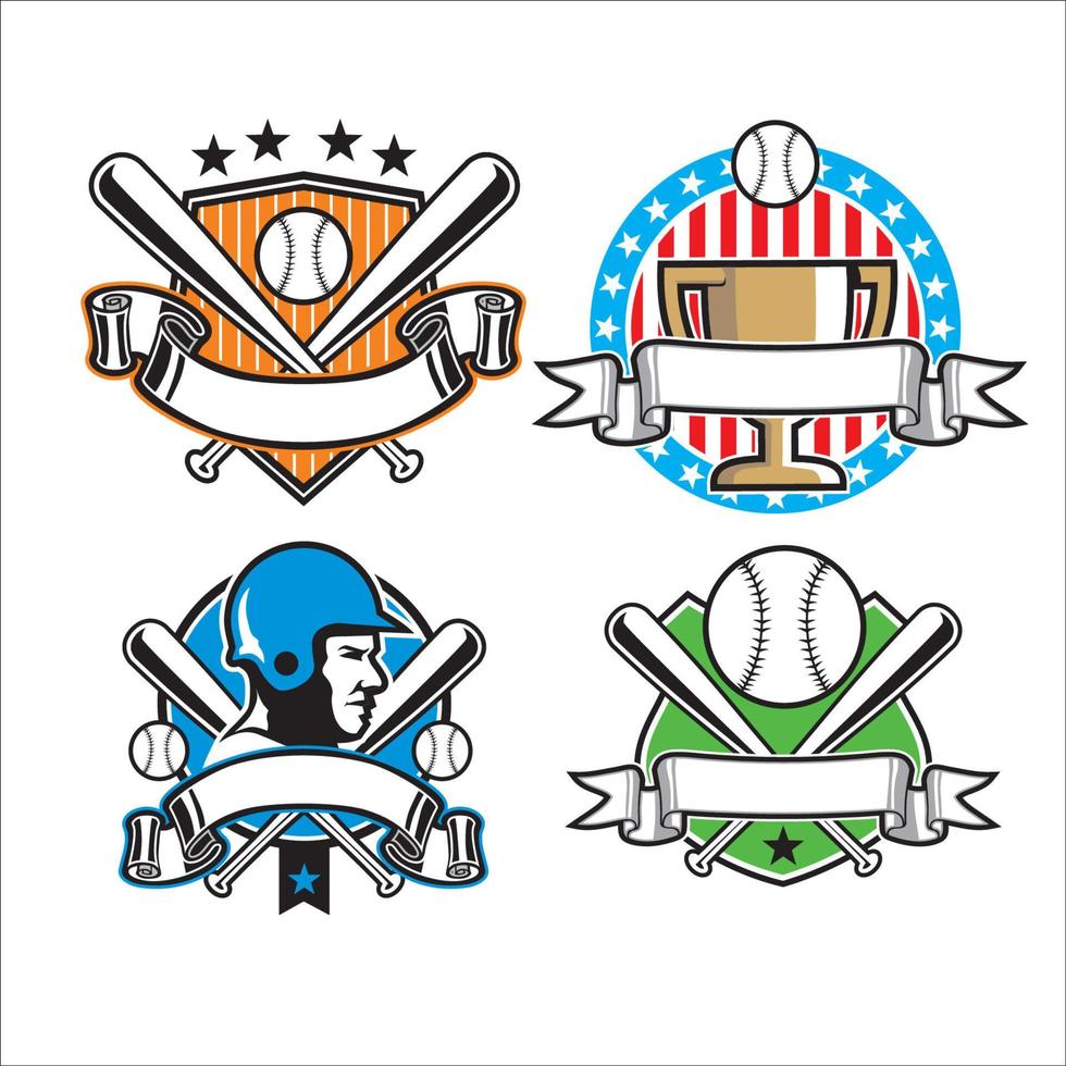 collection d'insignes de baseball vecteur