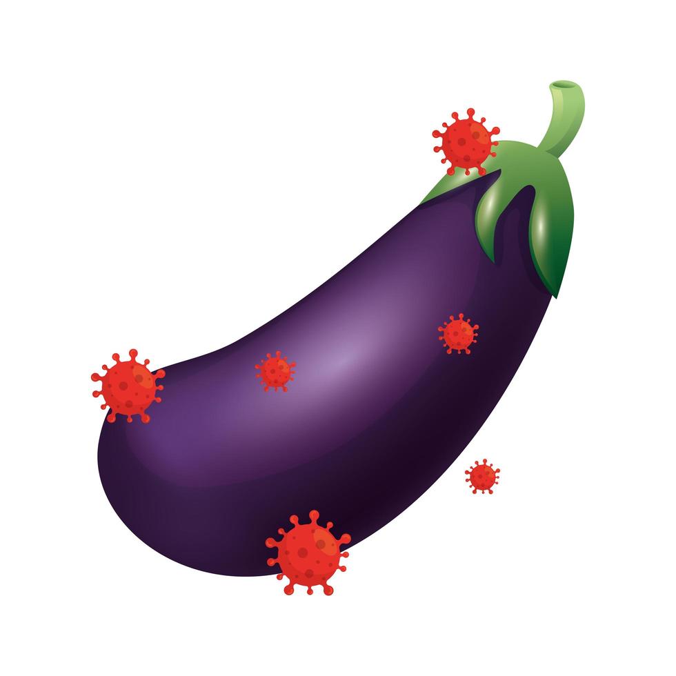 Légume aubergine avec conception de vecteur de virus covid 19