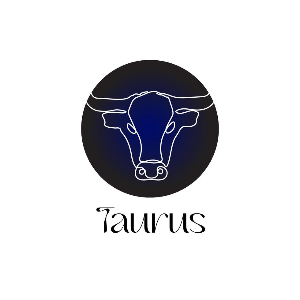 signe du zodiaque astrologique taureau dans le style d'art en ligne sur le symbole d'astrologie du zodiaque bleu foncé vecteur