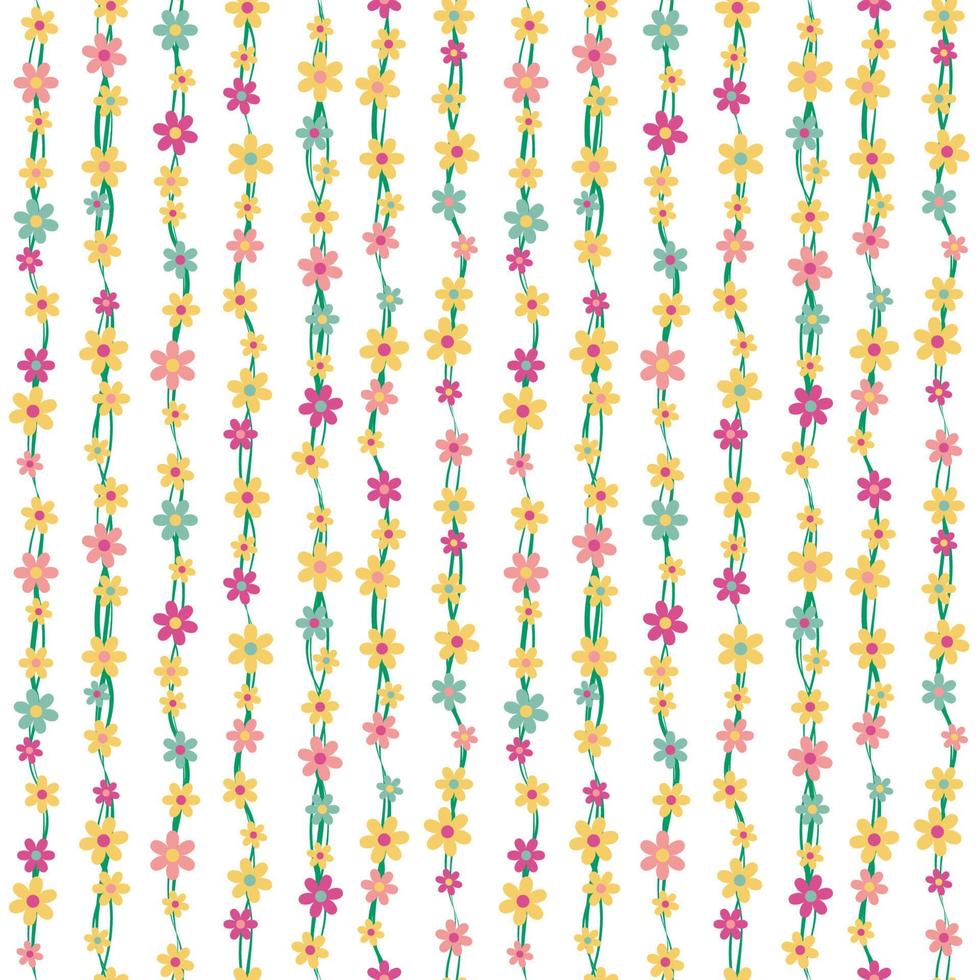 joli motif floral harmonieux de fleurs colorées sur fond blanc. branches et fleurs. illustration vectorielle. vecteur