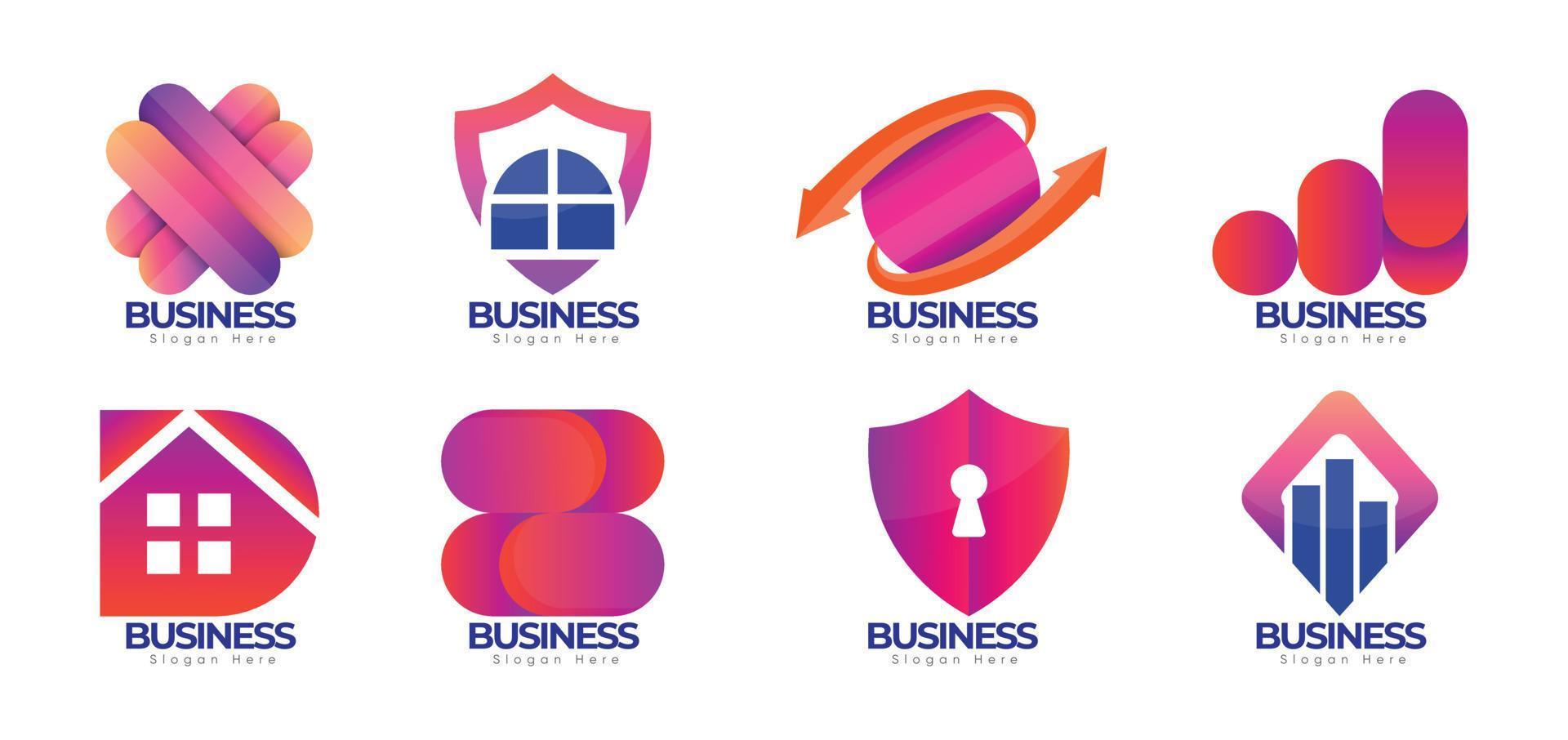 ensemble de conception de logo d'entreprise minimaliste créatif, collection de design haut de gamme avec un concept de logo unique. conception de modèle de logo d'entreprise premium réaliste. vecteur