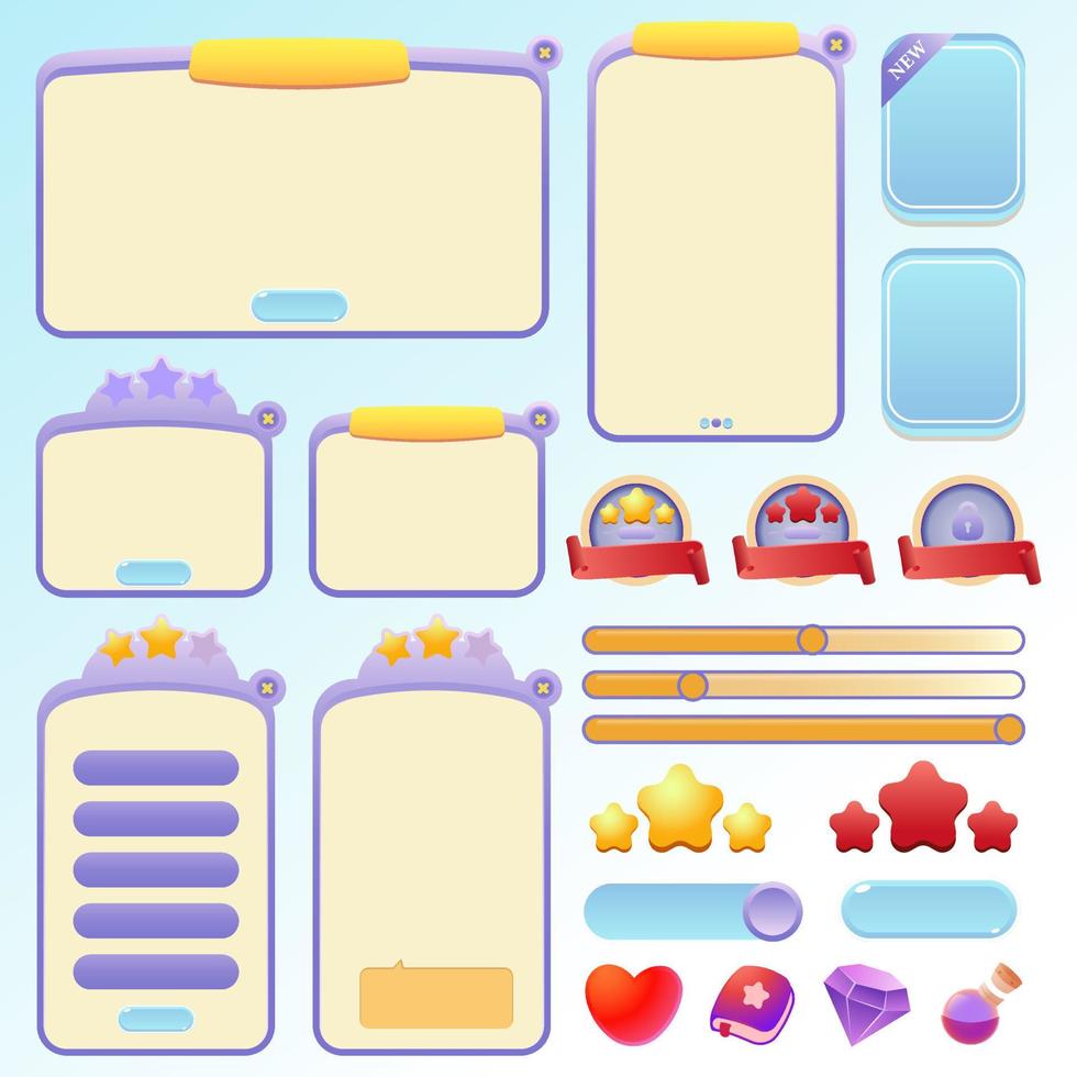 interface utilisateur de jeu mignonne et fraîche pour mobile ou fenêtres de couleur verte et rose vecteur