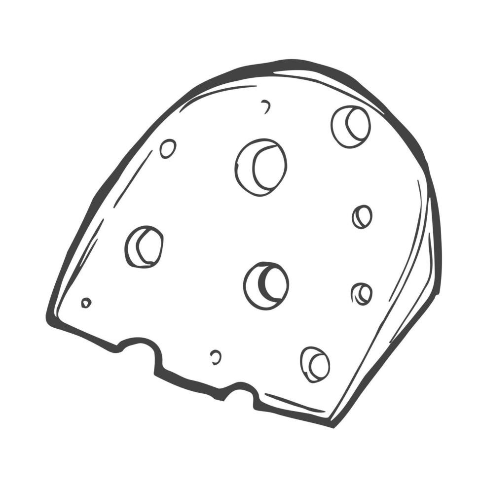 icône de tranche de fromage. griffonnage simple dessiné à la main vecteur
