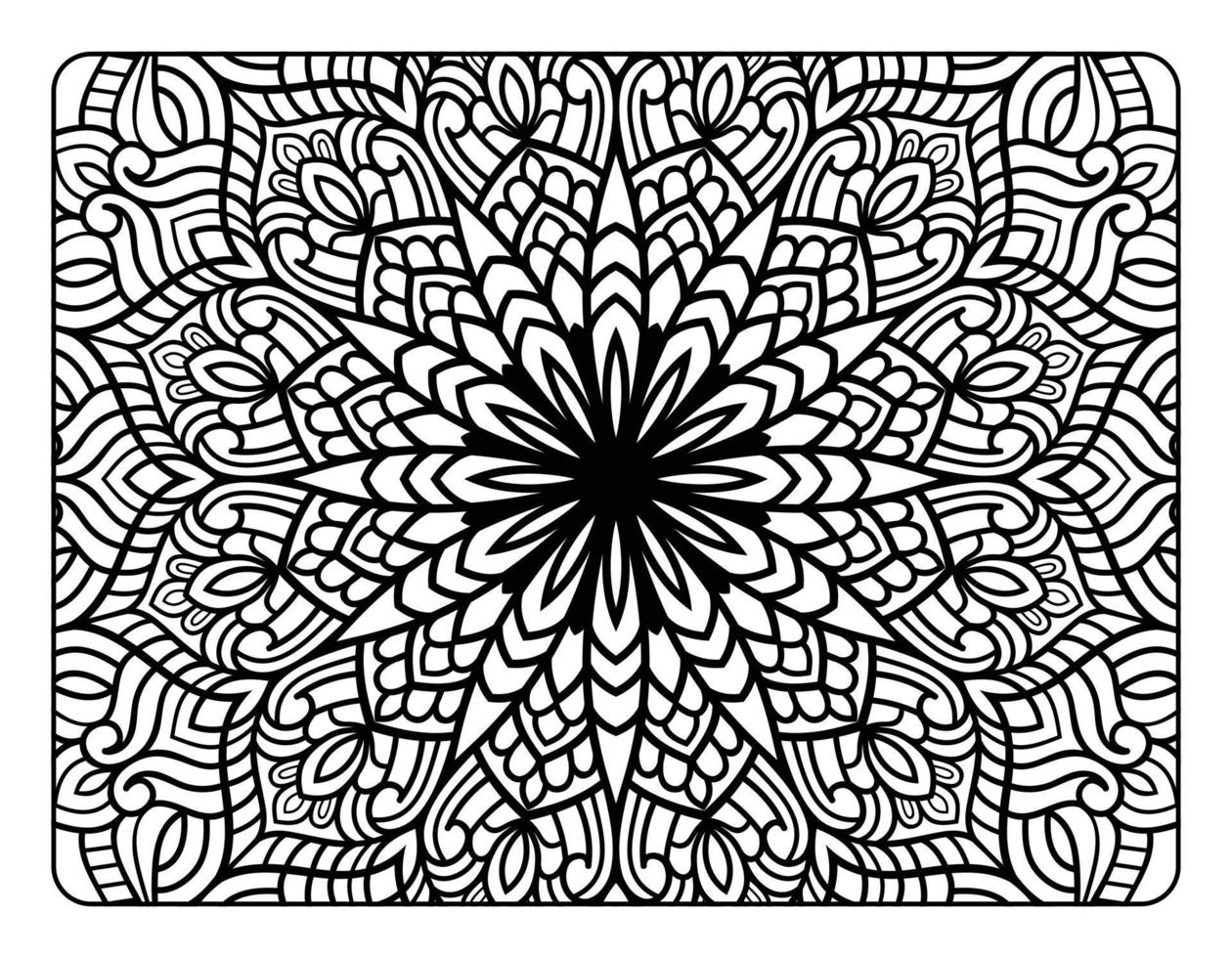 page de coloriage de mandala adulte pour la relaxation, page de coloriage pour adulte, page de livre de coloriage avec art de motif de mandala floral vecteur