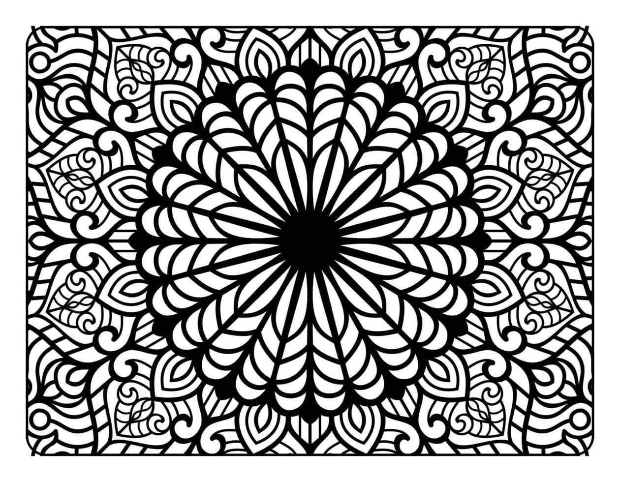 page de coloriage floral mandala pour livre de coloriage adulte, page de coloriage mandala noir et blanc, dessin au trait doodle dessiné à la main pour l'intérieur de la page de coloriage adulte vecteur